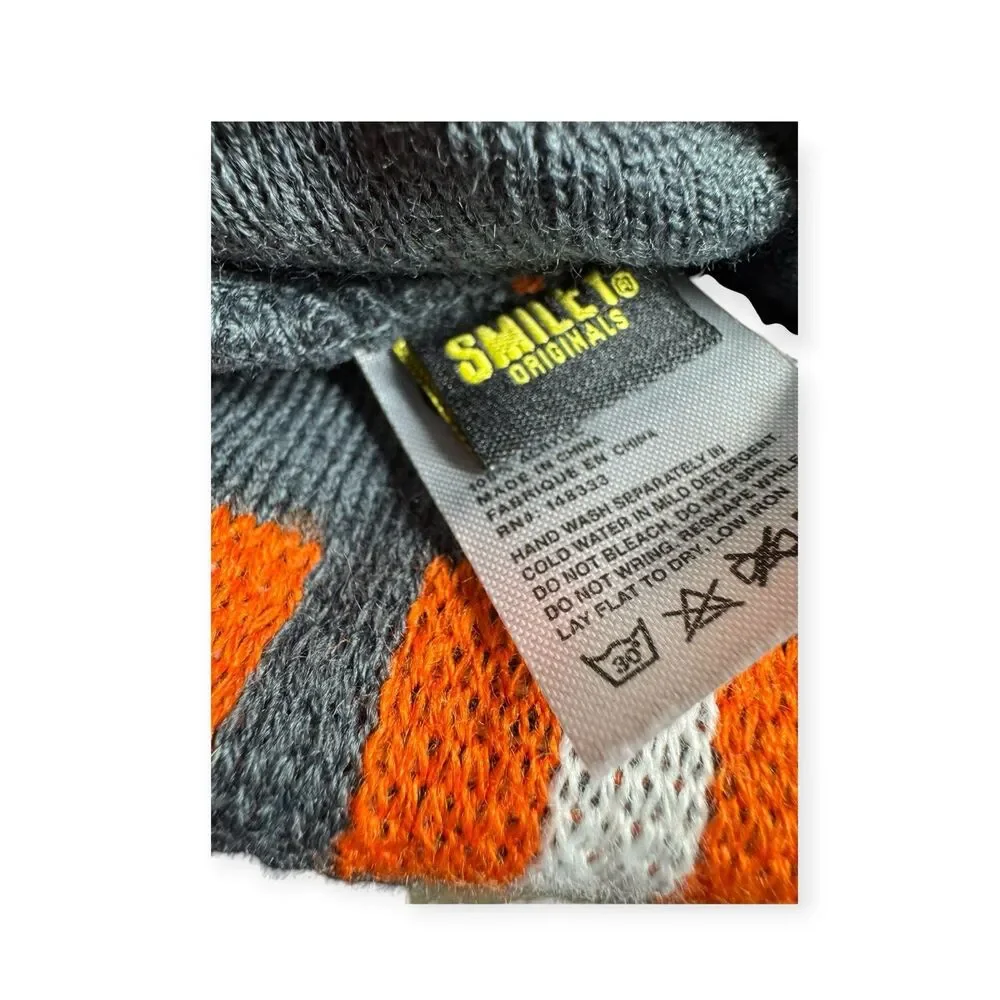 Chinatown Market x Smiley Plaid Beanie Vintage Gray Orange Y2K BNWT